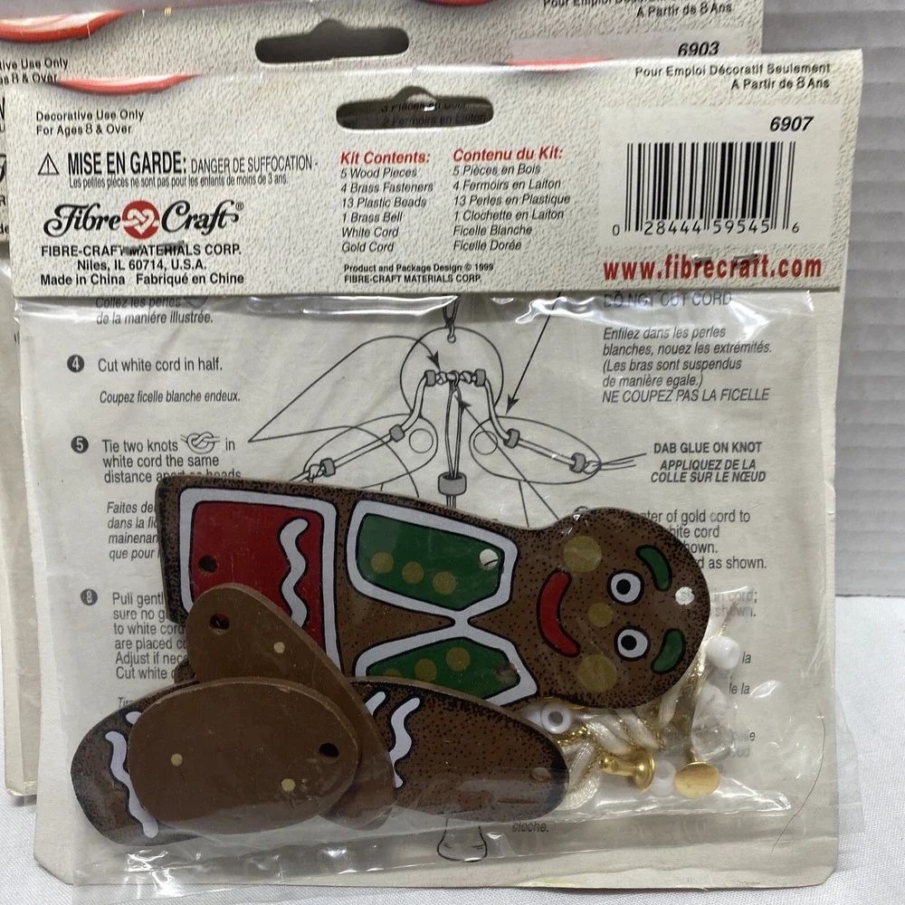 Vintage 1999 Fibre Craft Christmas Movable Ornament Kits Lot of 4 NEW Santa
